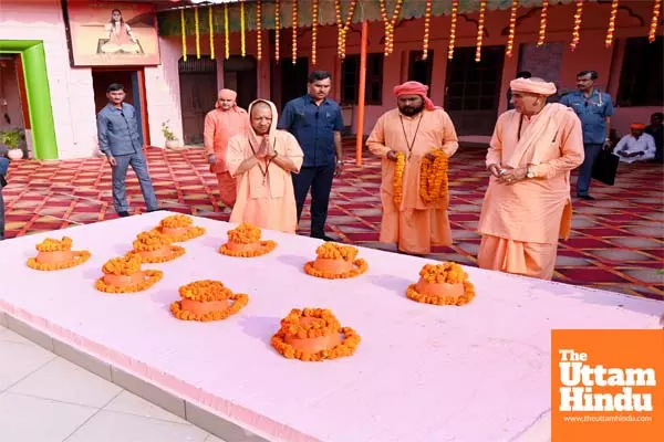 Yogi Adityanath offers prayers at Baba Mukutnath Siddha Temple in Kaithal, Haryana