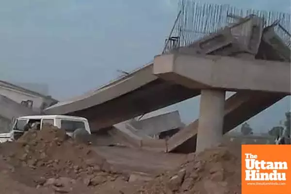 Crack in Karnal-Kaithal Road railway flyover raises accident concerns as jack falls from bridge, heavy vehicles diverted.