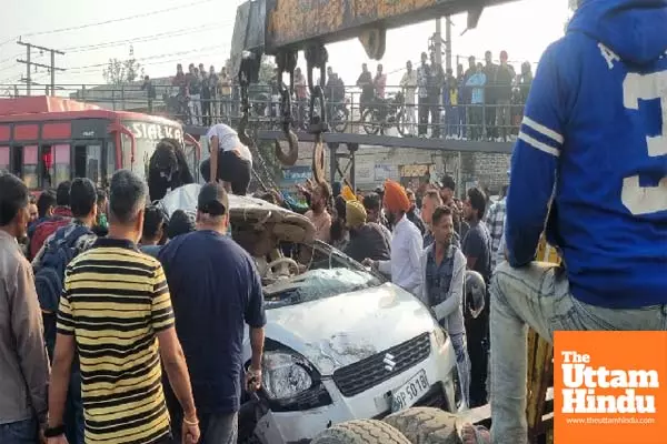 Jalandhar crash: 3 dead as car collides with truck, car shattered