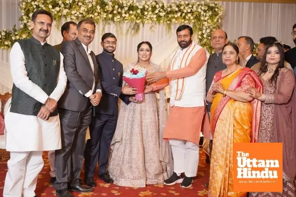 CM Nayab saini and other dignitaries attend journalist Chandra Shekhar Dharnis sons wedding