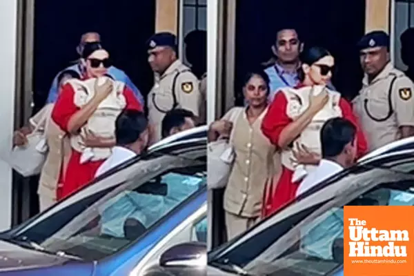 Deepika Padukone holds onto baby Dua as she exits Mumbai airport