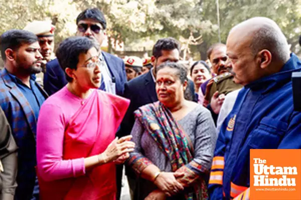 New Delhi: Delhi Chief Minister Atishi inspects the site of a fire that broke out at a restaurant in Rajouri Garden