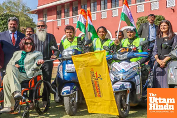 New Delhi: Para-athlete Deepa Malik flags off the Sangati Yatra - Empower Every Route: Accessibility For All