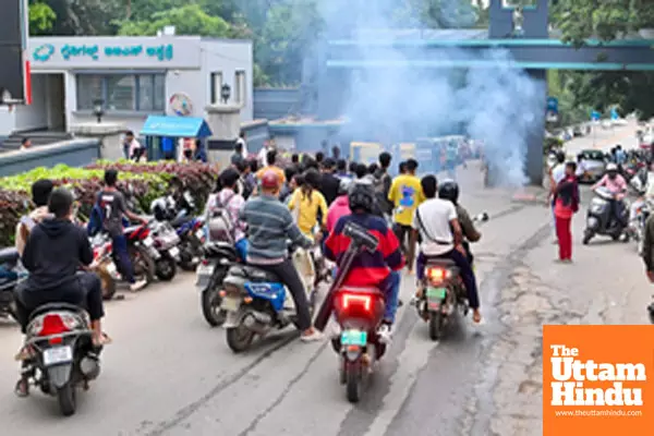 Bengaluru : Fans of actor Darshan burst crackers and celebrate in front of BGS Hospital