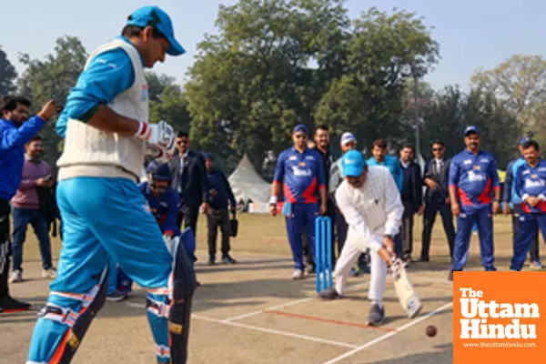 New Delhi: Cricket match organized as part of the TB Mukt Bharat Awareness campaign at Major Dhyan Chand National Stadium