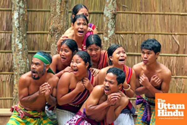 Goalpara: Artists perform a drama during the Under The Sal Tree Theatre Festival at Badungduppa Kala Kendra