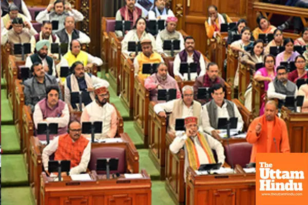 Lucknow: Uttar Pradesh Chief Minister Yogi Adityanath speaks during the winter session of the Uttar Pradesh Assembly