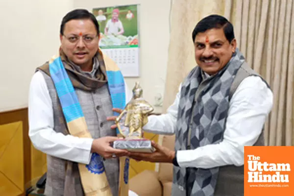 Bhopal: Uttarakhand CM Pushkar Singh Dhami meets Madhya Pradesh CM Mohan Yadav