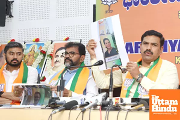 Bengaluru: BJP State President B.Y. Vijayendra addressing a press conference