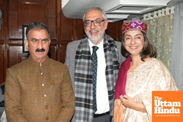 Shimla: Himachal Pradesh Chief Minister Sukhvinder Singh Sukhu greets Justice Gurmeet Singh Sandhawalia