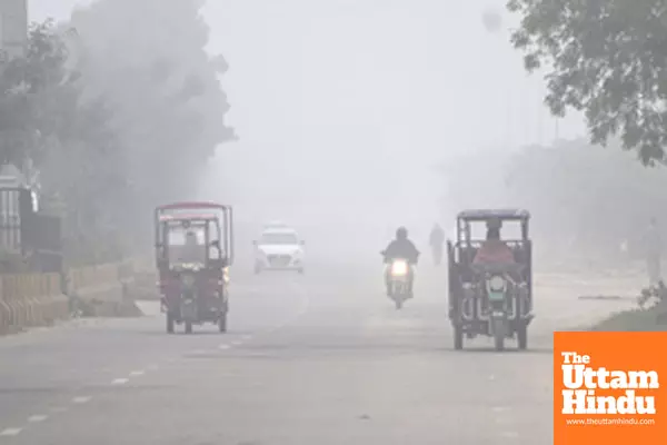 Jaipur: Dense fog engulfs the area as vehicles ply on the road on a cold winter morning