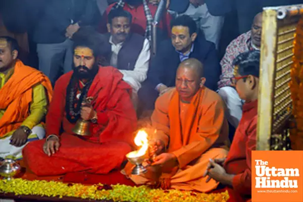 Prayagraj: Uttar Pradesh Chief Minister Yogi Adityanath offers prayer at Shri Bade Hanuman Ji Mandir