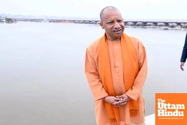 Prayagraj: Uttar Pradesh Chief Minister Yogi Adityanath inspects the preparations work of the Maha Kumbh Mela 2025