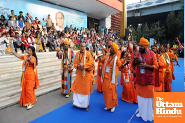 Kolkata: Artists perform the curtain raiser of Bangla Sangeet Mela 2024-25 at Rabindra Sadan premises