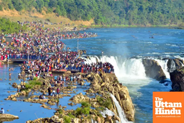 Jabalpur: People gather around the Marble Rocks waterfall to celebrate the first day of the New Year