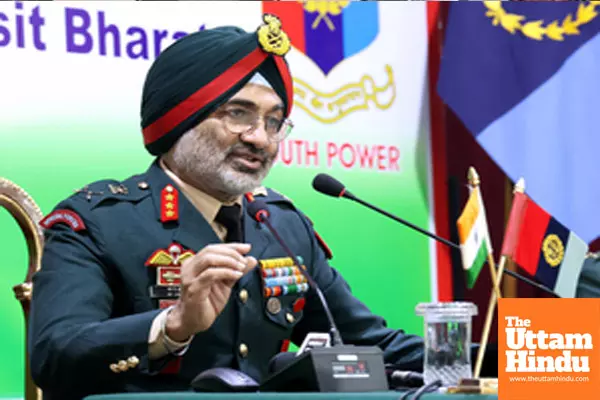 New Delhi: DG, National Cadet Corps (NCC), Lt Gen Gurbirpal Singh addresses a press conference on NCC Republic Day Camp 2025