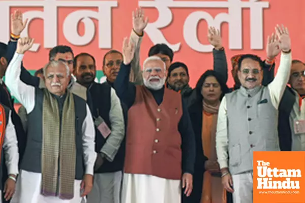 New Delhi: PM Narendra Modi attends a public meeting in Rohini