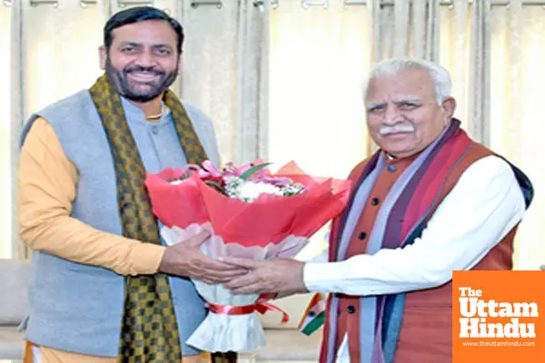 Chandigarh: Haryana CM Nayab Singh Saini meets Union Minister Manohar Lal Khattar