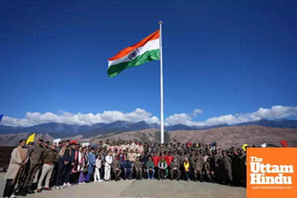 Mechuka: Deputy Chief Minister Chowna Mein hoists the National Flag during a ceremony in Mechuka