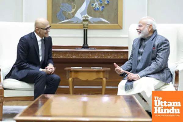 New Delhi: Prime Minister Narendra Modi meets with Microsoft CEO Satya Nadella