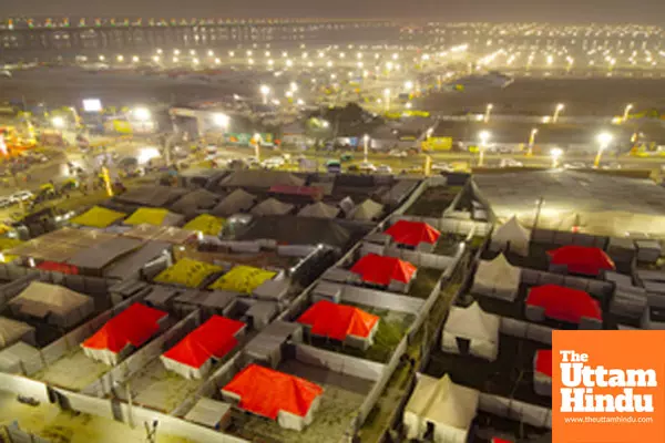 Prayagraj: An aerial view of the ongoing preparations in full swing ahead of the grand Maha Kumbh Mela 2025