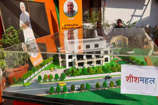 New Delhi: A replica of the Sheesh Mahal is set up at the Delhi BJP office