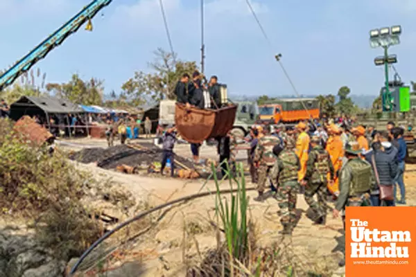 Dima Hasao: Indian Navy divers conduct a rescue operation to reach the trapped miners in Umrangso