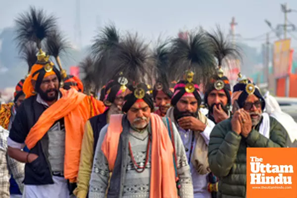 Prayagraj: Jangham sadhus arrive at the Sangam area for the Maha Kumbh Mela 2025