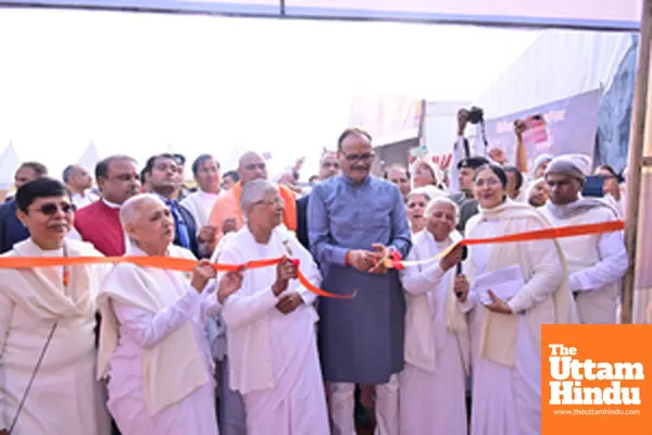 Prayagraj: Uttar Pradesh Deputy Chief Minister Brajesh Pathak inaugurates the Swarnim Bharat Gyan Kumbh Pandal of Brahmakumari