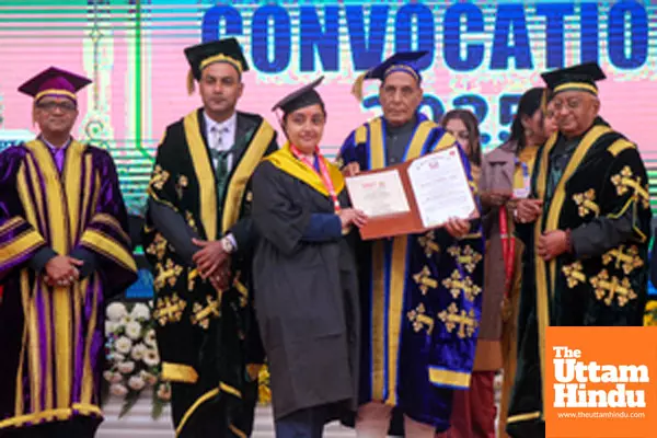 Meerut: Defence Minister Rajnath Singh attends the convocation ceremony of IIMT University