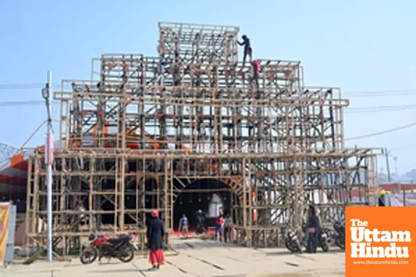 Prayagraj: Preparations work underway near Sangam for the Maha Kumbh Mela 2025