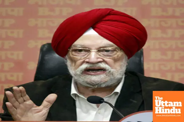 New Delhi: Union Minister Hardeep Singh Puri addresses a press conference