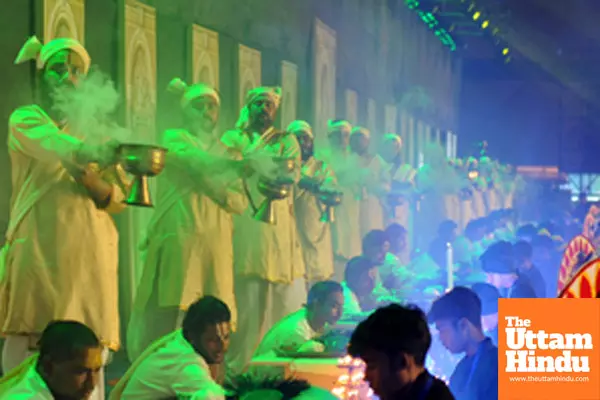 South 24 Parganas: Priests perform Ganga Arati on the occasion of Makar Sankranti at the Gangasagar Mela