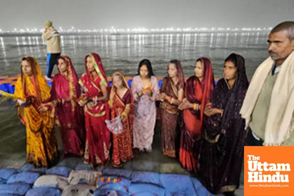 Prayagraj: Devotees offer prayers on the occasion of Paush Purnima at the Maha Kumbh Mela 2025