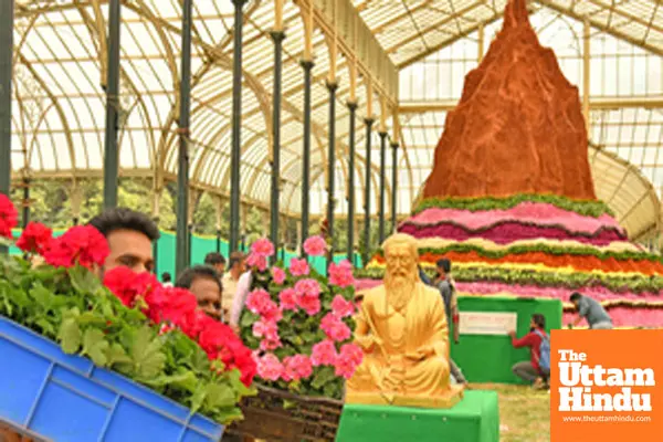 Bengaluru: Preparations underway for the Republic Day Flower Show set to be inaugurated at Lalbagh