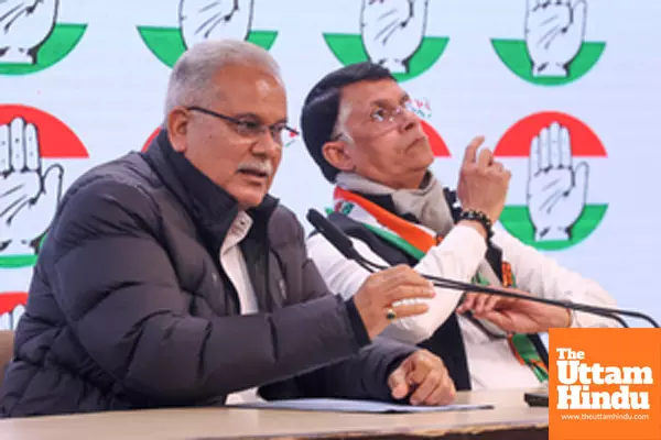 New Delhi: Congress leader Bhupesh Baghel addresses a press conference