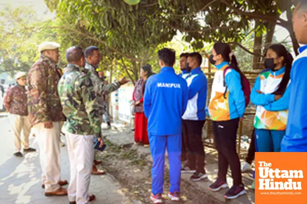 Imphal: Athletes protest outside Chief Minister N. Biren Singhs residence