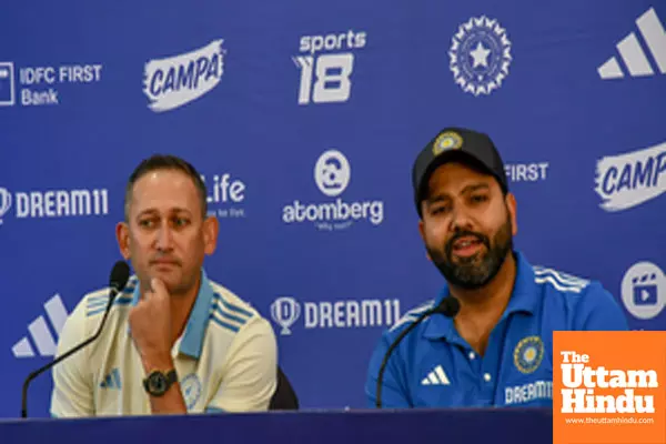 Mumbai: India’s captain Rohit Sharma and Chief Selector of the BCCI Ajit Agarkar address a press conference