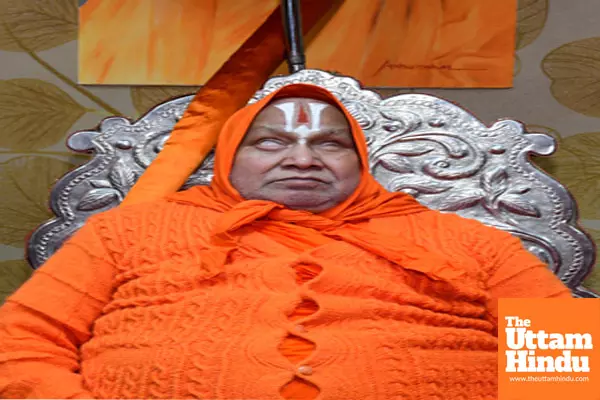 Prayagraj: Spiritual leader Jagadguru Swami Rambhadracharya at his tent during the Maha Kumbh Mela 2025