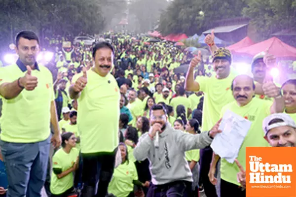 Bengaluru: Agriculture Minister N Cheluvaraya Swamy and volunteers participate in the Millet Run