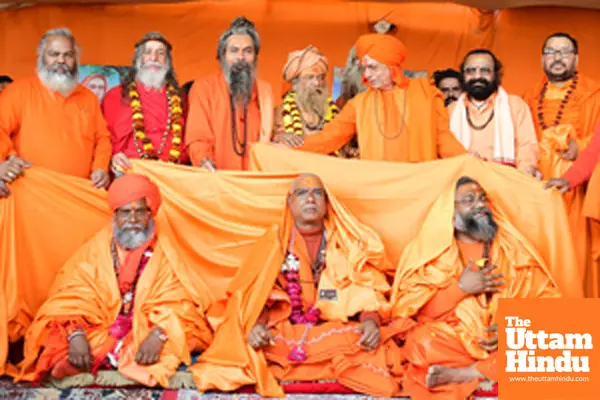 Prayagraj: Sadhus perform the pattabhishek ritual during the Maha Kumbh Mela 2025