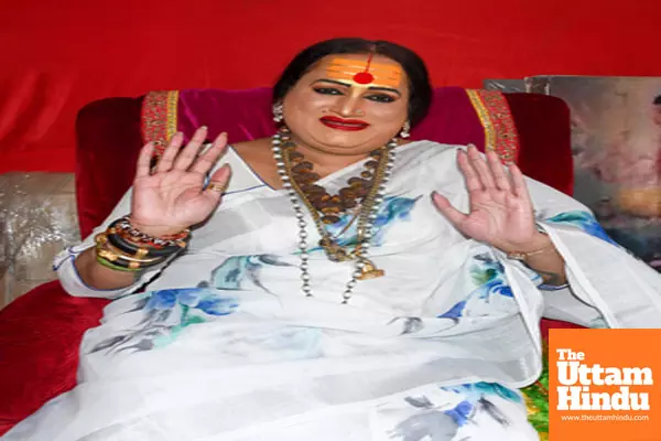 Prayagraj: Kinnar Akhada Acharya Mahamandaleshwar Laxmi Narayan Tripathi at a camp