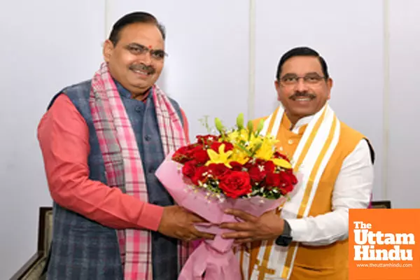 Jaipur: Rajasthan Chief Minister Bhajan Lal Sharma meets Union Minister Pralhad Joshi