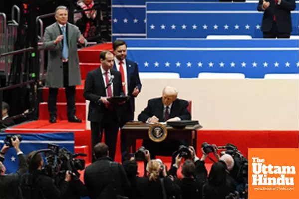 Washington: U.S. President Donald Trump attends his presidential parade at Capital One arena