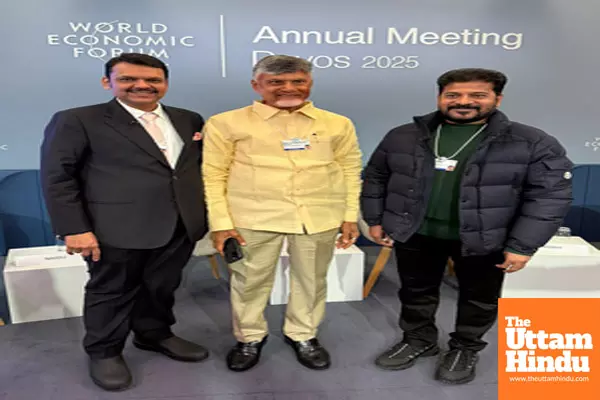 Davos : Telangana Chief Minister Revanth Reddy, Andhra Pradesh Chief Minister N. Chandrababu Naidu, and Maharashtra Chief Minister Devendra Fadnavis participate in a roundtable discussion