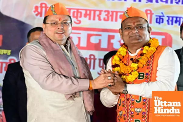 New Delhi: Uttarakhand Chief Minister Pushkar Singh Dhami campaigns in support of BJP candidate Rajkumar Anand