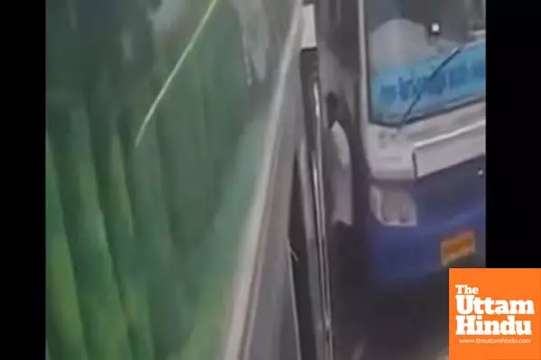 Close Call: Man Escapes Unhurt After Getting Sandwiched Between Two Buses, WATCH