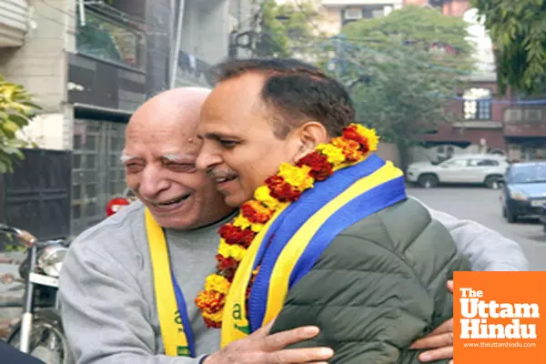 New Delhi: Aam Aadmi Party (AAP) leader Satyendar Jain leads a door-to-door campaign