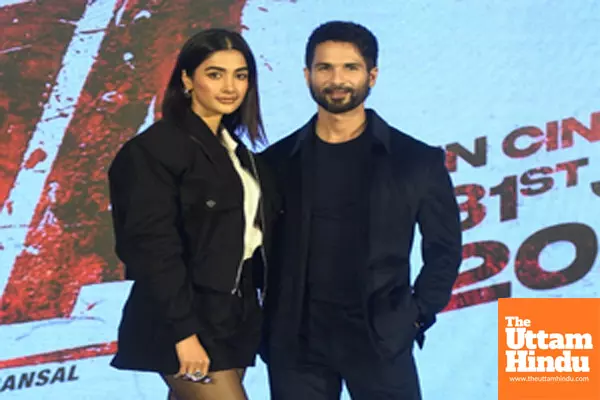 New Delhi: Actors Shahid Kapoor and Pooja Hegde attend the promotional event for the upcoming film Deva