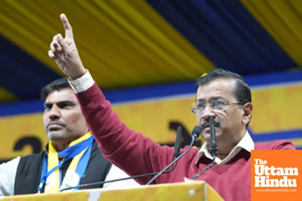 New Delhi: AAP National Convenor Arvind Kejriwal campaigns in support of party candidate Manoj Tyagi